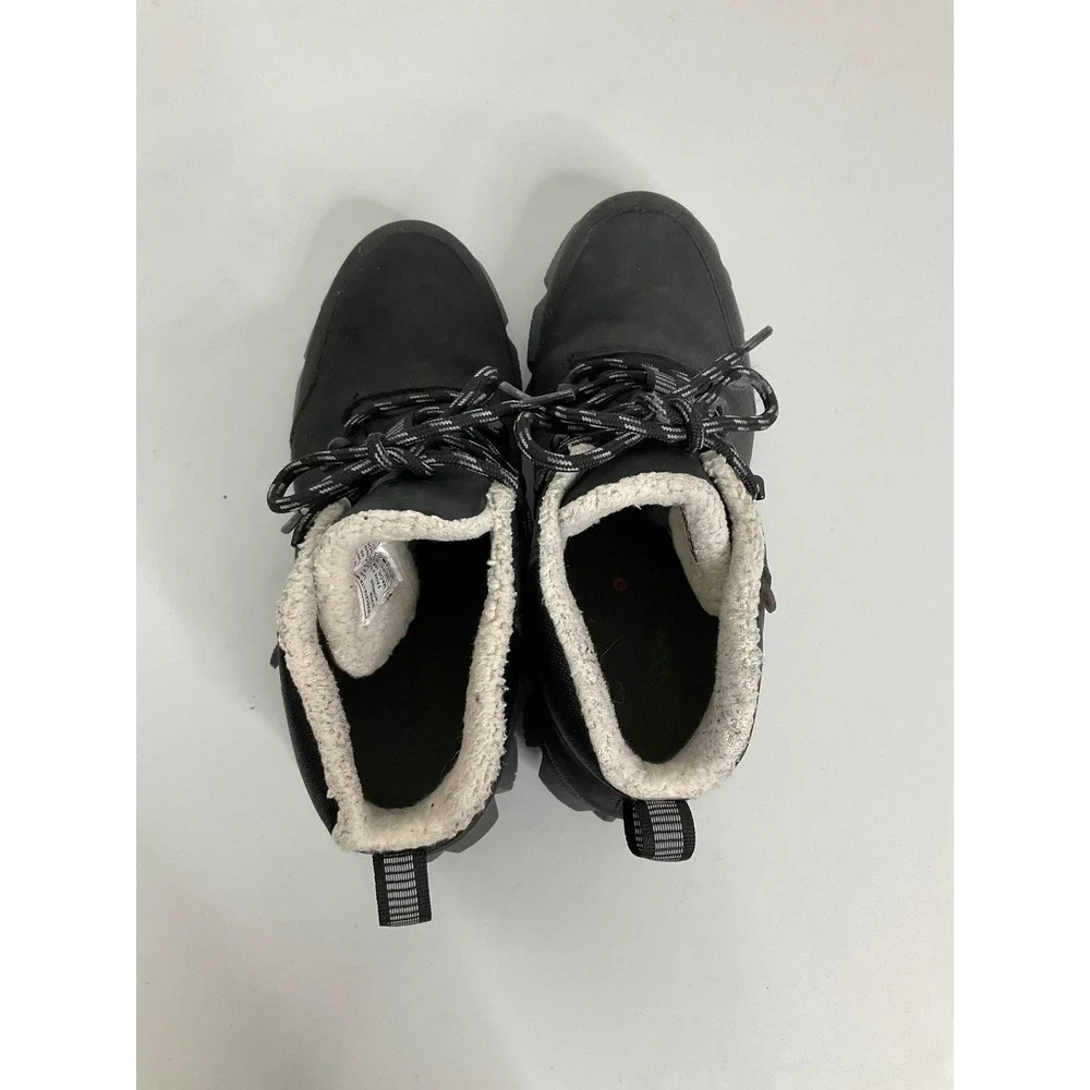 Bogs Warcata LTR Waterproof‎ Leather Winter Boots Black Faux Fur Lined Womens 8
